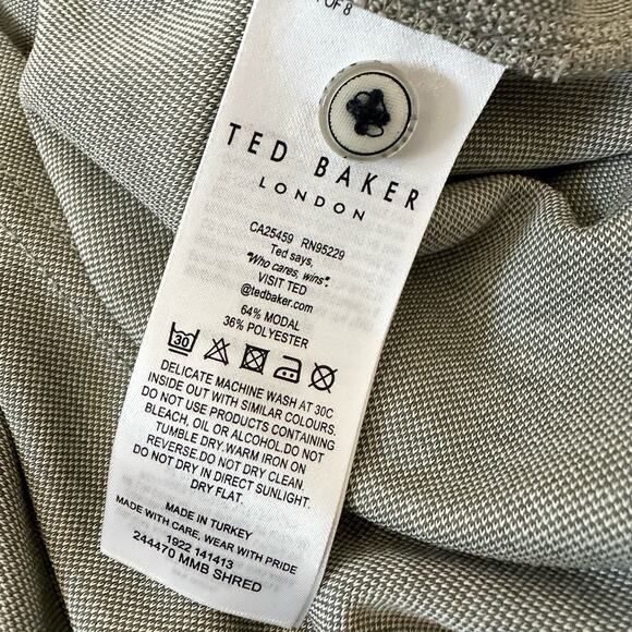 Ted Baker Shred Tipped Pique Polo In Khaki - Picture 7 of 9